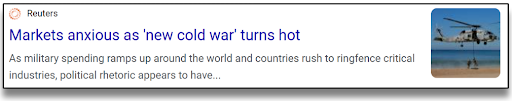 Quote from a Reuters post: 'Markets anxious as 'new cold war' turns hot...