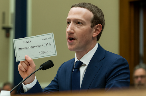 Mark Zuckerberg holding a check